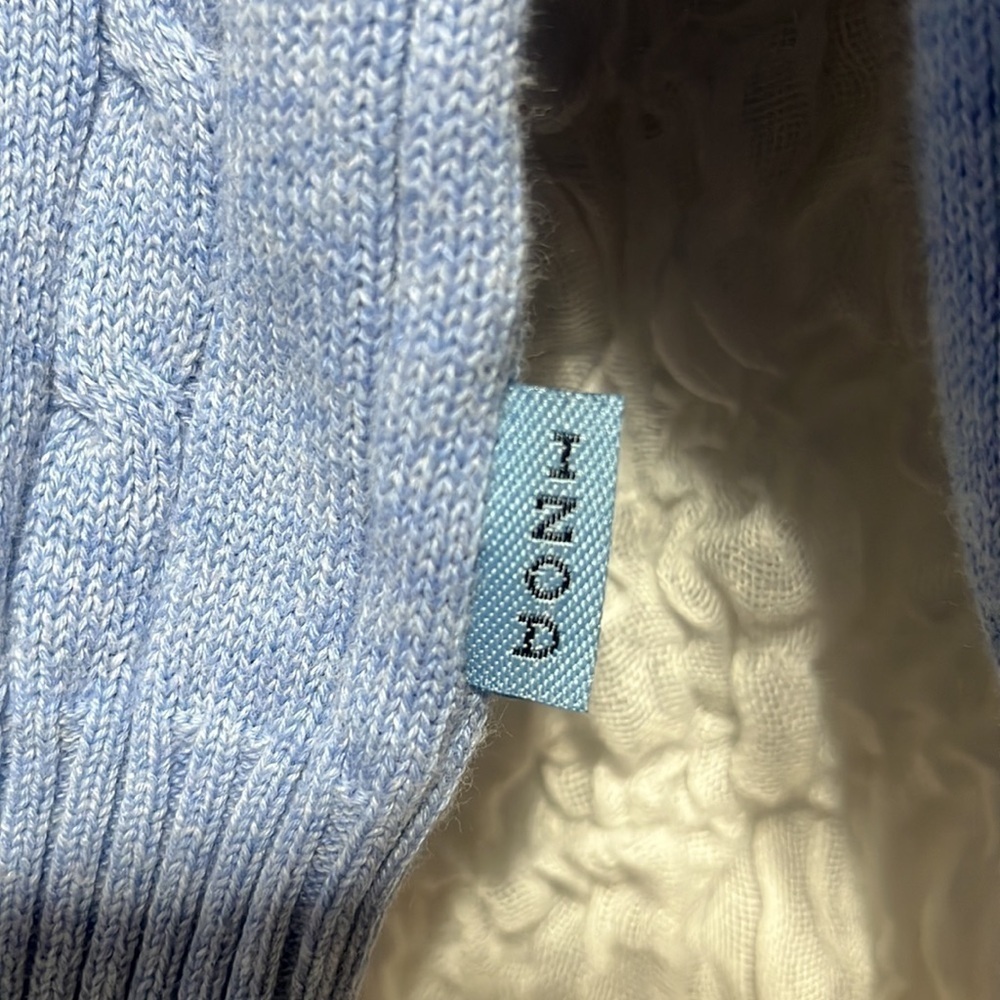 IZOD MENS CABLE KNIT VNECK BABY BLUE VINTAGE SWEATER SIZE XL - Picture 7 of 7